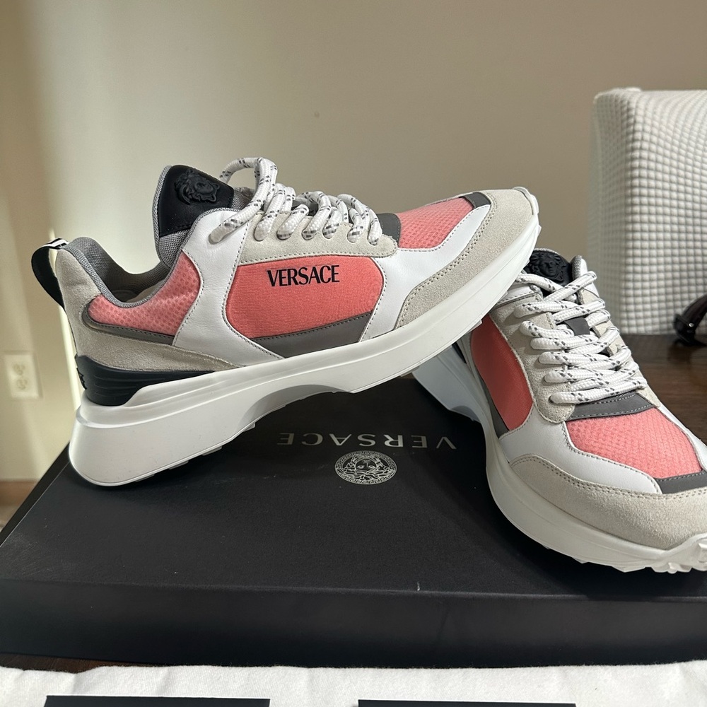 Versace Women's Coral and White‎ Sneakers